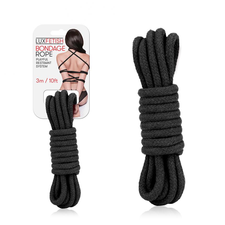 Lux Fetish(美國) Bondage Rope 綑綁綿繩 黑色/紅色 - 18HK