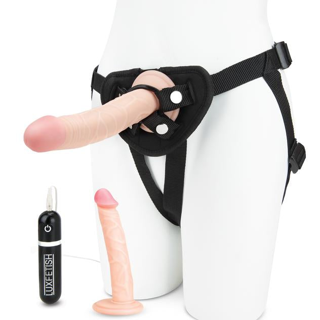 Lux Fetish(美國) 3 PC Strap-On Pegging Set6.5寸和8.5寸震動式雙陽具 連腰帶套裝 - 18HK