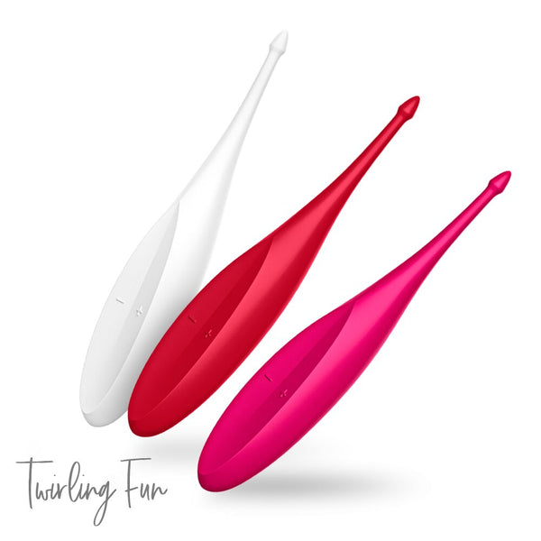 Satisfyer(德國) Twirling Fun仿指旋轉陰蒂震動棒 白色/紅色/粉色 - 18HK