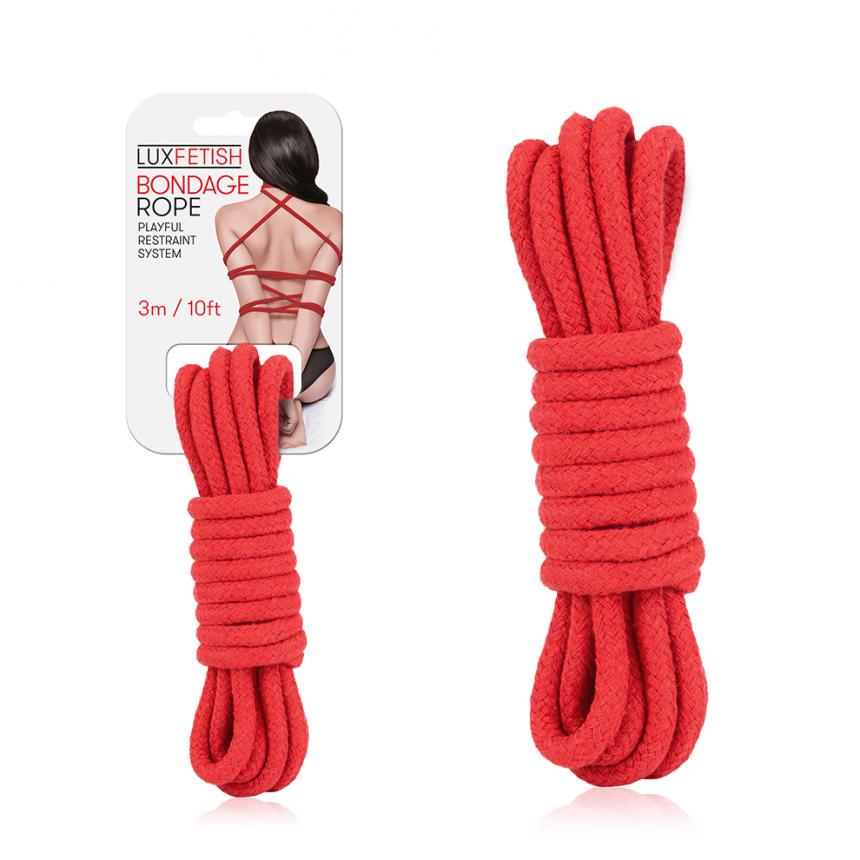 Lux Fetish(美國) Bondage Rope 綑綁綿繩 黑色/紅色 - 18HK