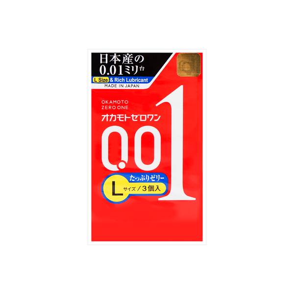 OKAMOTO岡本 0.01 系列 超薄聚氨酯丁丁套 潤滑劑加量 大碼 3片裝 - 18HK