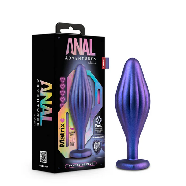 Blush(美國) Anal Adventures Matrix - Wavy Bling Sapphire 4.5寸 閃亮藍寶石 矽膠後庭塞肛門塞