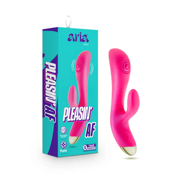 Blush(美國) Aria – Pleasin’ AF Silicone Vibrator 雙脈動震動棒 粉紅色