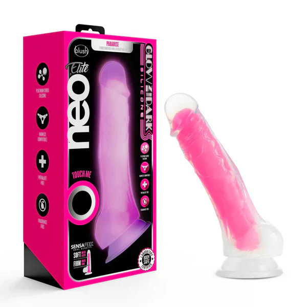 Blush(美國) Neo Elite – Paradise Glow 7.5” Long Dildo 7.5吋假陽具 深霓虹粉紅