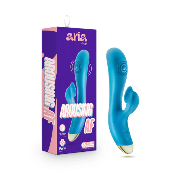 Blush(美國) Aria – Arousing’ AF Silicone Vibrator 雙脈動震動棒 藍色