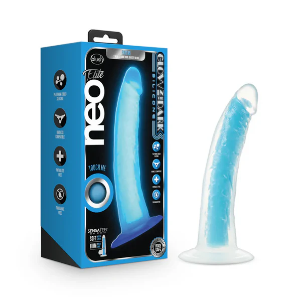 Blush(美國) Neo Elite – Prysm Glow – 7” Long Dildo 7吋假陽具 夜光霓虹藍