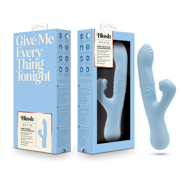 Blush(美國) Devin 9.25” G Spot Rabbit Vibrator – G點兔子震動棒 藍色